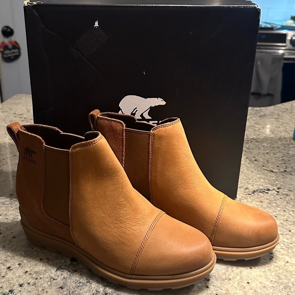 Sorel Evie II Winter Waterproof Chelsea Boot ankle bootie wedge taffy sz 8.5